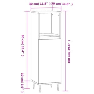 vidaXL Badrumsskåp vit högglans 30x30x100 cm konstruerat trä - Bild 12