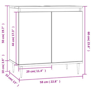 vidaXL Badrumsskåp svart 58x33x60 cm konstruerat trä - Bild 10