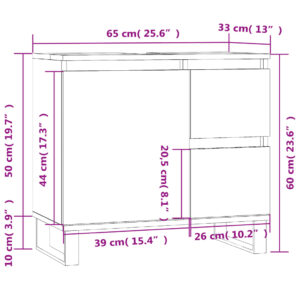 vidaXL Badrumsskåp betonggrå 65x33x60 cm konstruerat trä - Bild 11