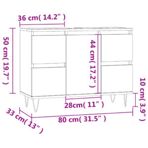 vidaXL Badrumsskåp betonggrå 80x33x60 cm konstruerat trä - Bild 11