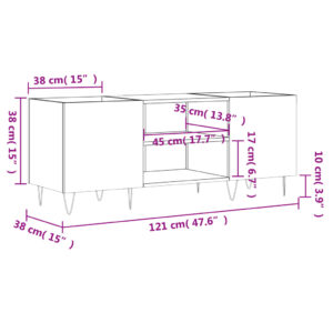 vidaXL Stereobänk svart 121x38x48 cm konstruerat trä - Bild 9