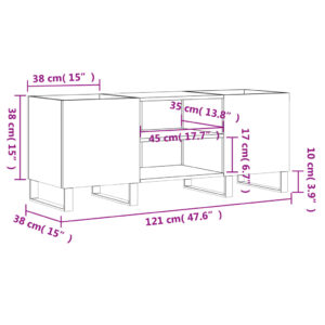 vidaXL Stereobänk rökfärgad ek 121x38x48 cm konstruerat trä - Bild 9