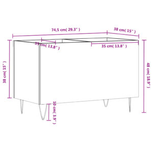 vidaXL Stereobänk vit 74,5x38x48 cm konstruerat trä - Bild 9