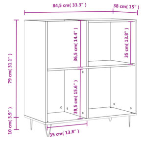 vidaXL Stereobänk vit 84,5x38x89 cm konstruerat trä - Bild 10