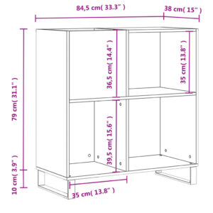 vidaXL Stereobänk rökfärgad ek 84,5x38x89 cm konstruerat trä - Bild 10