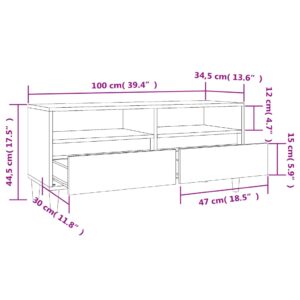 vidaXL Tv-bänk vit högglans 100x34,5x44,5 cm konstruerat trä - Bild 10