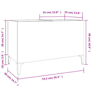 vidaXL Stereobänk svart 74,5x38x48 cm konstruerat trä - Bild 8