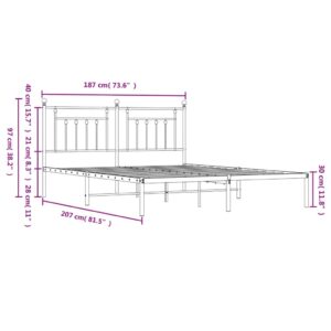 vidaXL Sängram med huvudgavel metall vit 180x200 cm - Bild 10