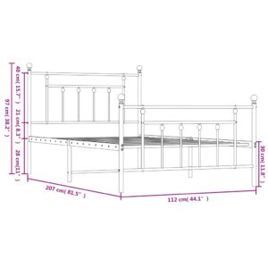 vidaXL Sängram med huvudgavel och fotgavel vit metall 107x203 cm - Bild 10