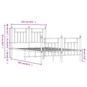 vidaXL Sängram med huvudgavel och fotgavel vit metall 120x200 cm - Bild 10