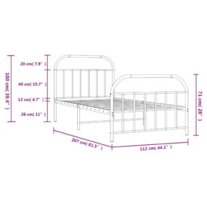 vidaXL Sängram med huvudgavel och fotgavel svart metall 107x203 cm - Bild 10