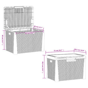 vidaXL Dnybox med sittdyna brun 125 l PP - Bild 10