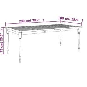 vidaXL Bataviabord 200x100x75 cm massiv teak - Bild 7