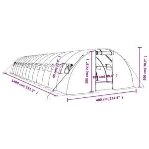 vidaXL Växthus med stålram grön 56 m² 14x4x2 m - Bild 12