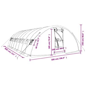 vidaXL Växthus med stålram grön 40 m² 8x5x2,3 m - Bild 12