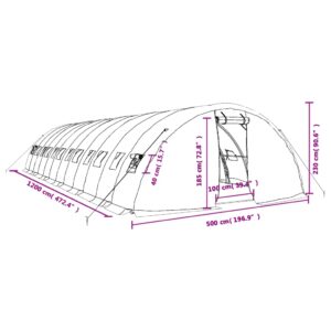 vidaXL Växthus med stålram grön 60 m² 12x5x2,3 m - Bild 12