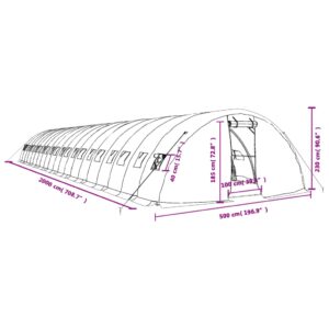 vidaXL Växthus med stålram grön 100 m² 20x5x2,3 m - Bild 12