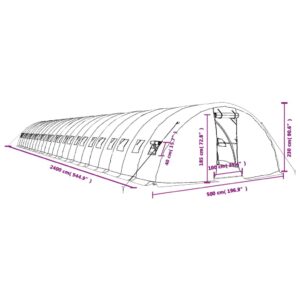 vidaXL Växthus med stålram grön 120 m² 24x5x2,3 m - Bild 12