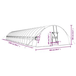 vidaXL Växthus med stålram grön 132 m² 22x6x2,85 m - Bild 12