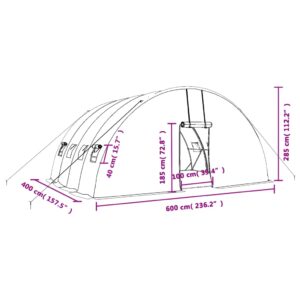 vidaXL Växthus med stålram vit 24 m² 6x4x2,85 m - Bild 12