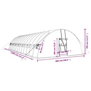 vidaXL Växthus med stålram vit 84 m² 14x6x2,85 m - Bild 12