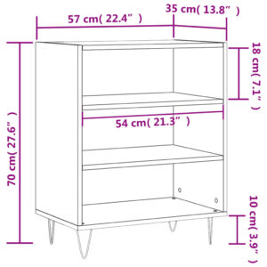 vidaXL Förvaringshylla svart 57x35x70 cm konstruerat trä - Bild 9