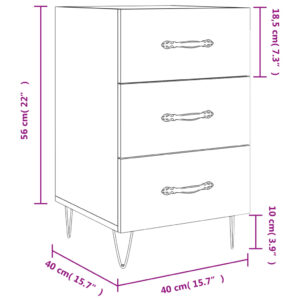 vidaXL Sängbord vit högglans 40x40x66 cm konstruerat trä - Bild 12