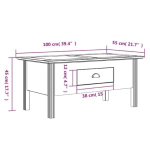 vidaXL Soffbord BODO vit 100x55x45 cm massiv furu - Bild 8