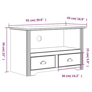 vidaXL TV-bänk med 2 lådor BODO vit 91x43x56 cm massiv furu - Bild 8