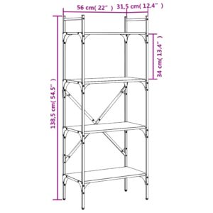 vidaXL Bokhylla 4 hyllplan rökig ek 56x31,5x138,5 cm konstruerat trä - Bild 9