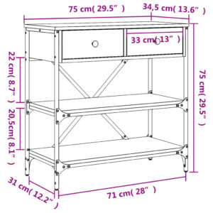 vidaXL Avlastningsbord rökfärgad ek 75x34,5x75 cm konstruerat trä - Bild 11