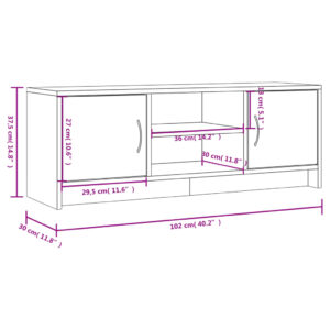 vidaXL Tv-bänk grå sonoma 102x30x37,5 cm konstruerat trä - Bild 11