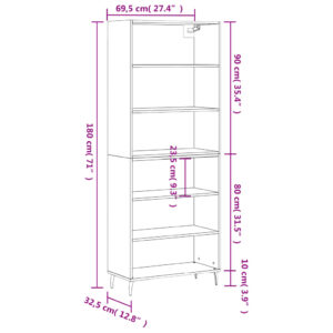 vidaXL Högskåp sonoma-ek 69,5x32,5x180 cm konstruerat trä - Bild 11