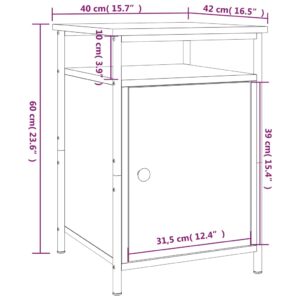 vidaXL Sängbord rökfärgad ek 40x42x60 cm konstruerat trä - Bild 11