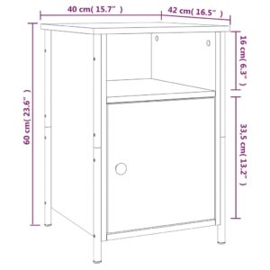 vidaXL Sängbord rökfärgad ek 40x42x60 cm konstruerat trä - Bild 11