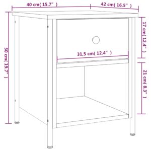 vidaXL Sängbord rökfärgad ek 40x42x50 cm konstruerat trä - Bild 11