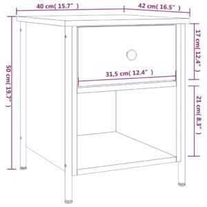 vidaXL Sängbord brun ek 40x42x50 cm konstruerat trä - Bild 11