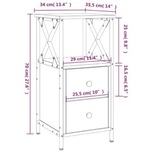 vidaXL Sängbord 2 st rökfärgad ek 34x35,5x70 cm konstruerat trä - Bild 12