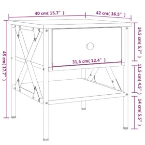 vidaXL Sängbord rökfärgad ek 40x42x45 cm konstruerat trä - Bild 11