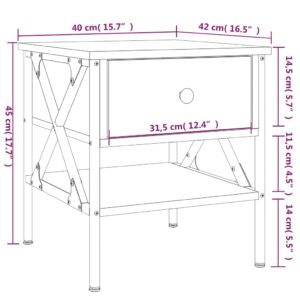 vidaXL Sängbord 2 st brun ek 40x42x45 cm konstruerat trä - Bild 12