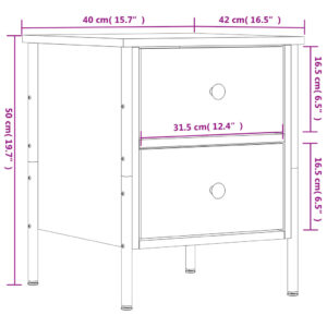 vidaXL Sängbord 2 st rökfärgad ek 40x42x50 cm konstruerat trä - Bild 12