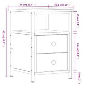 vidaXL Sängbord 2 st rökfärgad ek 34x35,5x50 cm konstruerat trä - Bild 12