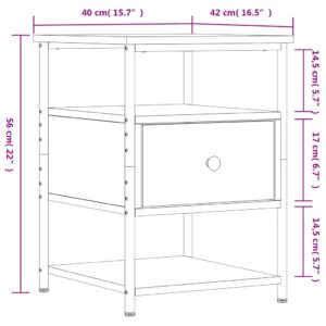 vidaXL Sängbord rökfärgad ek 40x42x56 cm konstruerat trä - Bild 10