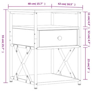 vidaXL Sängbord 2 st rökfärgad ek 40x42x55 cm konstruerat trä - Bild 12