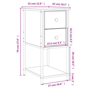 vidaXL Sängbord 2 st rökfärgad ek 32x42x70 cm konstruerat trä - Bild 12