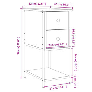 vidaXL Sängbord 2 st brun ek 32x42x70 cm konstruerat trä - Bild 12