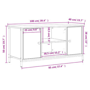 vidaXL Tv-bänk rökfärgad ek 100x40x50 cm konstruerat trä - Bild 10