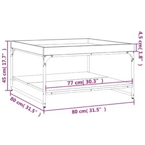 vidaXL Soffbord rökfärgad ek 80x80x45 cm konstruerat trä och järn - Bild 9