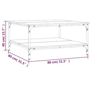 vidaXL Soffbord rökfärgad ek 80x80x40 cm konstruerat trä - Bild 9