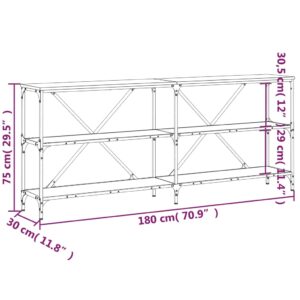 vidaXL Konsolbord rökfärgad ek 180x30x75 cm konstruerat trä och järn - Bild 9